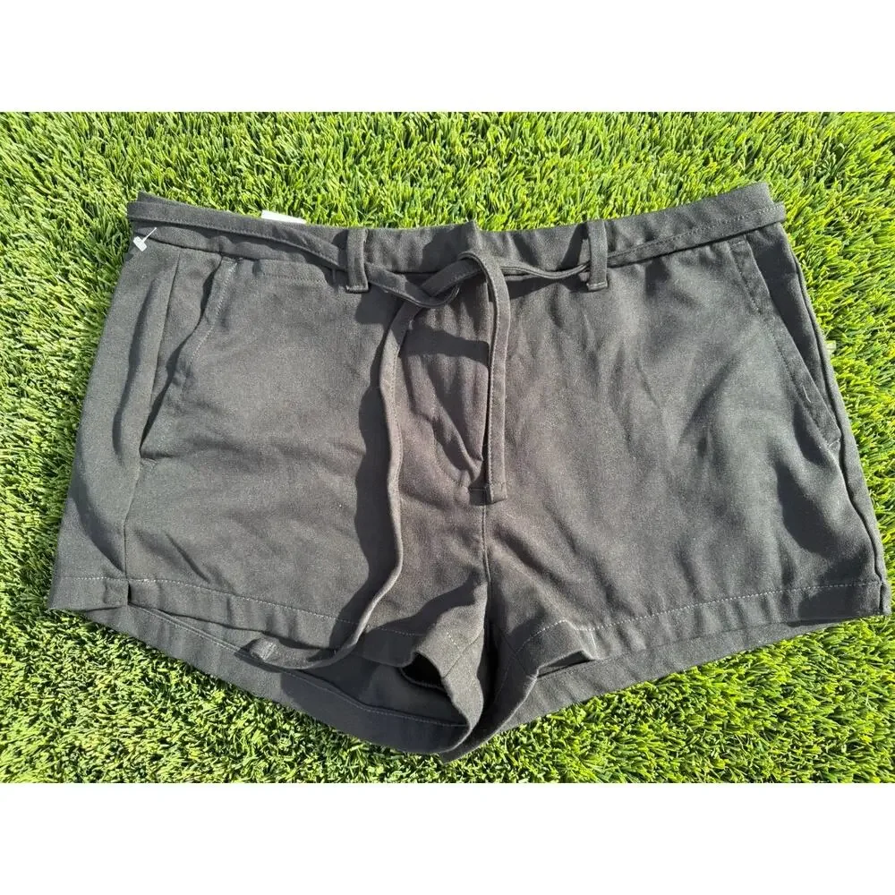 American Eagle Womens Casual Shorts 6‎ Black Tie Close Waist Pockets Black NEW!